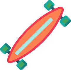 long board color vector icon  on white or transparent background