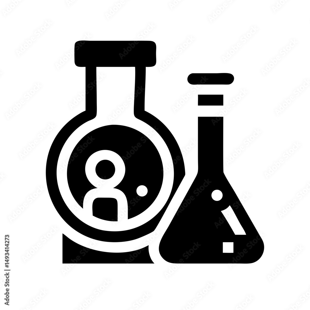Poster research flask silhouette on transparent background for web and graphic design