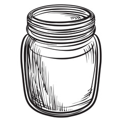 Hand Drawn Vintage Mason Jar Illustration on white background, perfect for vintage designs
