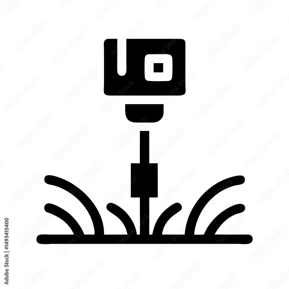 Poster soil sensor in field silhouette on transparent background for web and graphic design