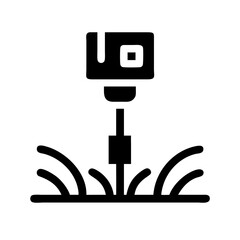 Soil sensor in field silhouette on transparent background for web and graphic design