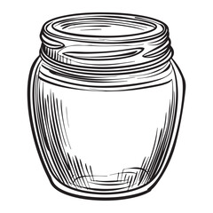 Hand Drawn Vintage Mason Jar Illustration on white background, perfect for vintage designs