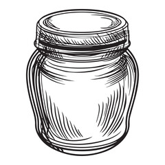 Hand Drawn Vintage Mason Jar Illustration on white background, perfect for vintage designs