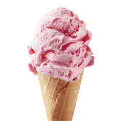  Pink Ice Cream Cone on Transparent Background
