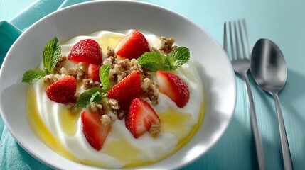 Yogurt Parfait with Strawberries and Granola