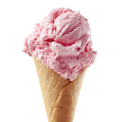  Pink Ice Cream Cone on Transparent Background