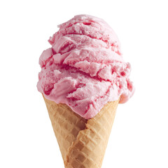  Pink Ice Cream Cone on Transparent Background