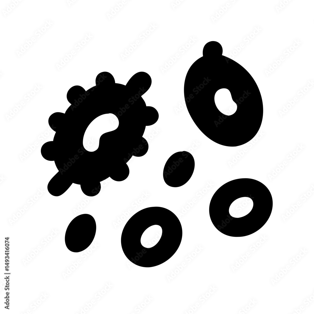 Poster spore or yeast cells silhouette on transparent background for web and graphic design