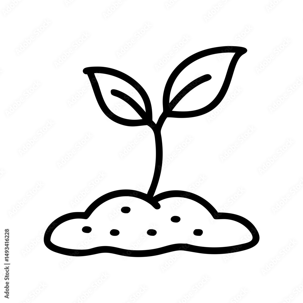 Poster sprout in soil pod on transparent background for web and graphic design