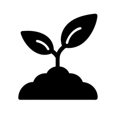 Sprout in soil pod silhouette on transparent background for web and graphic design