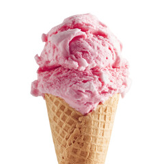  Pink Ice Cream Cone on Transparent Background