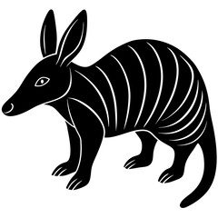 Black and White Silhouette of an Armadillo Animal