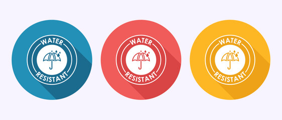 Water resistant icon design illustration, Waterproof, liquid proof sign symbol in shadow button design