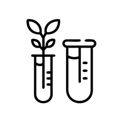 Test tubes and plant on transparent background for web and graphic design