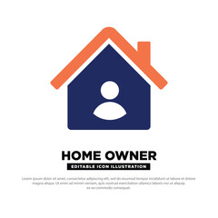 Home Owner Icon With Person Inside House Symbol. Editable icon.
