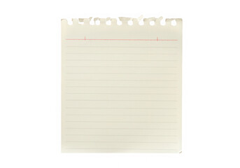 Lined paper sheet notepad page mockup isolated on transparent background