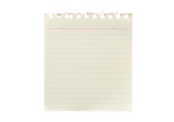 Lined paper sheet notepad page mockup isolated on transparent background