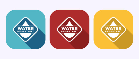 Water resistant icon design illustration, Waterproof, liquid proof sign symbol in shadow button design