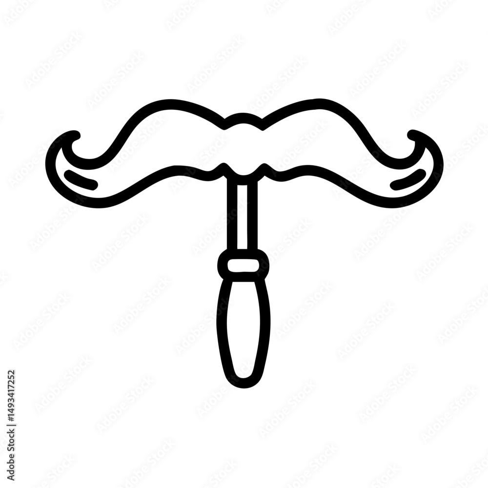 Poster the classic handlebar wide and looping tips mustache on transparent background for web and graphic d