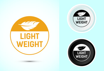 Fototapeta premium Light weight icon design illustration. Feather icon, Light weight label sign symbol in color black and white