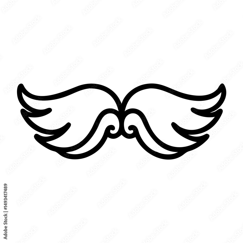 Poster the elegant wing long with a feathered edge mustache on transparent background for web and graphic d