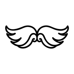 The elegant wing long with a feathered edge mustache on transparent background for web and graphic design