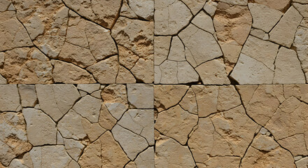 Close Up View Of Textured Stone Wall Displaying Irregular Shapes in Earthy Tones