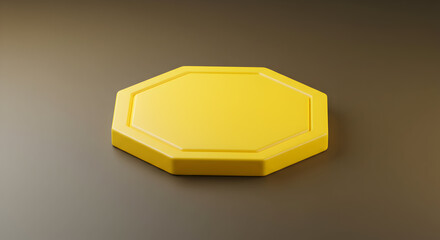 Yellow Octagonal Shape Isolated On A Brown Background With Soft Lighting And Minimal Shadow