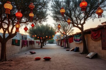 Naklejka premium Deserted Algerian Eid Festival Sunset