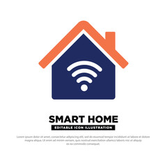 Smart Home Icon With Wi-Fi Signal in House Symbol. Editable icon.