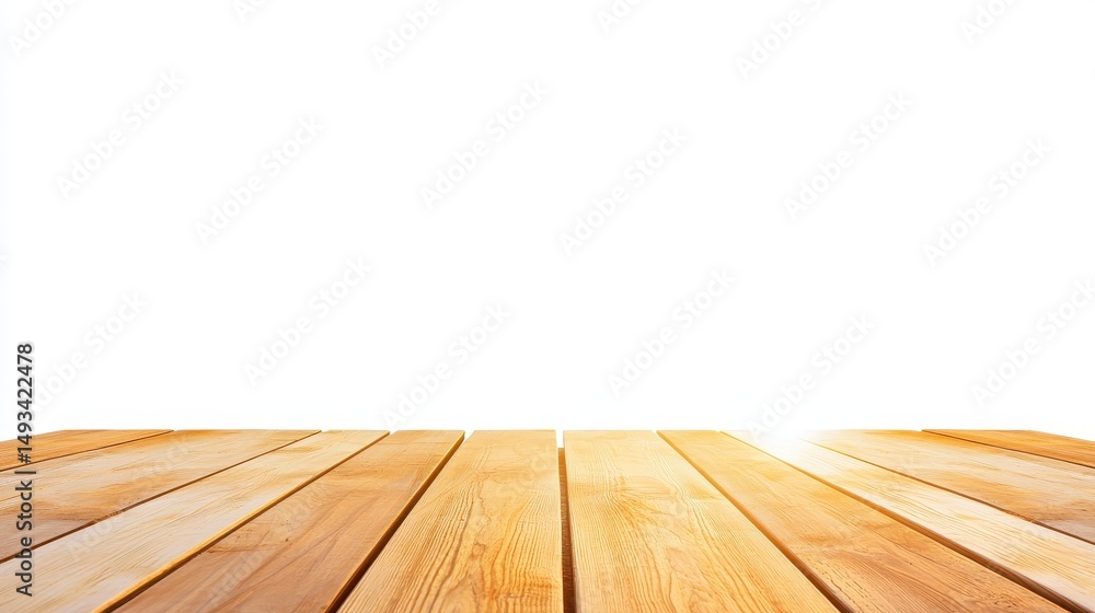 Poster wooden plank surface with warm lighting and empty space for text or products display in bright envir