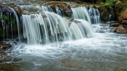 Obraz premium Majestic Waterfall Cascade Base Closeup