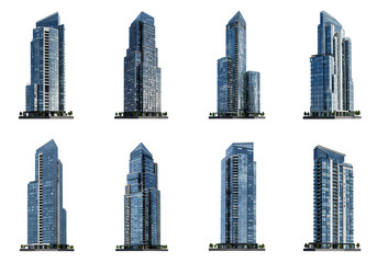 Fototapeta premium 8 Modern Skyscraper 3D Models Free Download HighResolution Images isolated on transparent background
