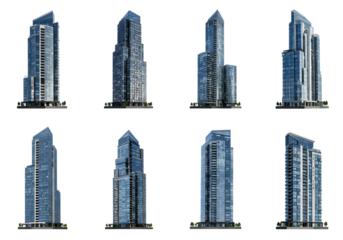 8 Modern Skyscraper 3D Models Free Download HighResolution Images isolated on transparent background