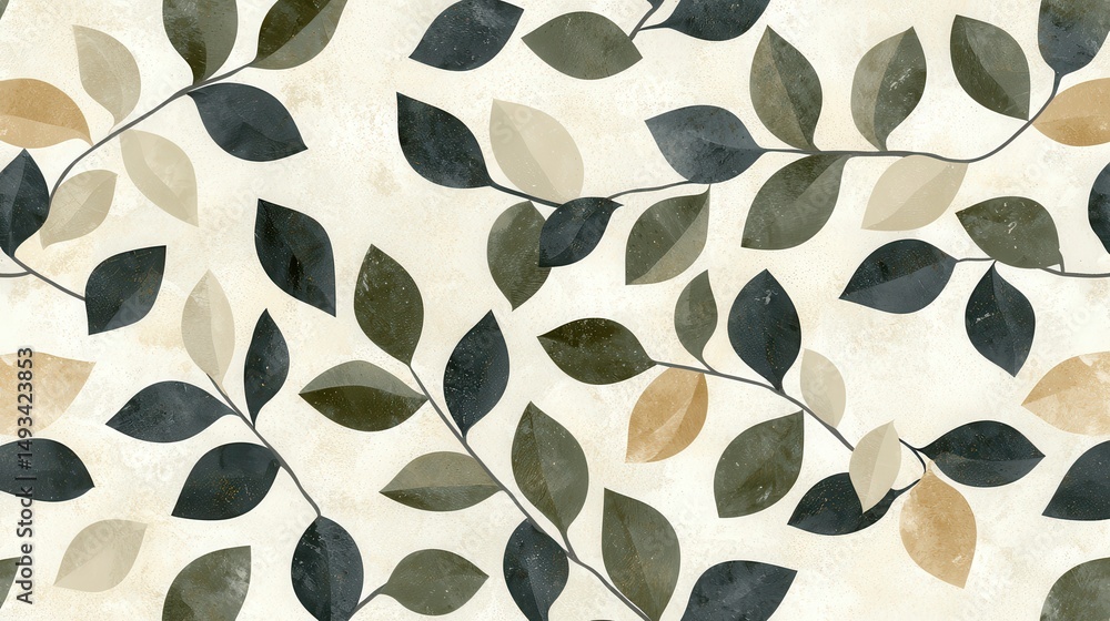 Poster elegant leaves pattern on a soft background, perfect for textiles and wallpaper design projects