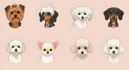 Obraz premium Adorable Dog Breeds Portraits Collection Cute Puppy Friends