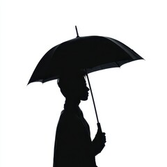 Silhouette of a Person with Umbrella Rainy Day Minimalist Photography