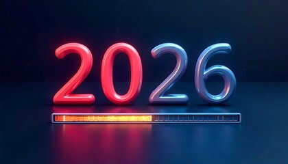 Futuristic system technology 2026 Background, 2026 Happy New Year trend concept, Trends 2026 year concept, trends in 2026 with a loading bar, trends of SEO 2026, created with generative ai