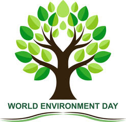 Obraz premium green tree vector illustration . environment day poster 