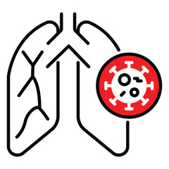 Infected Lungs Vector Icon Showing Breathing Difficulty