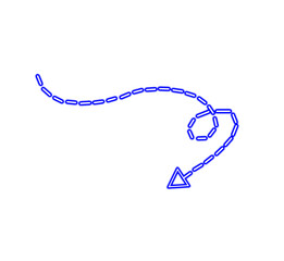 Dashed arrow icon isolated on the white background 