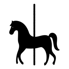 Silhouette of Carousel Horse on a Simple Black and White Background