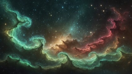 Panoramic view of a nebula and stars in space
