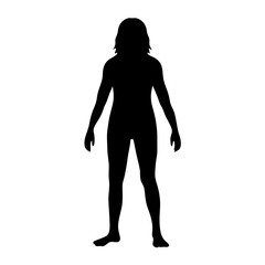 Female Silhouette Standing with Medium Length Hair in a Relaxed Stance