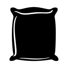 Isolated black and white image of a stylized bag or sack shape