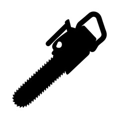 Silhouette of a chainsaw on a white background for cutting trees