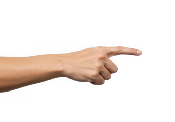 Hand gesture pointing direction isolated on transparent background