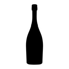 Elegant black silhouette of a sparkling wine bottle on white backdrop
