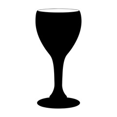 Elegant silhouette of a wine glass on a stark white background image