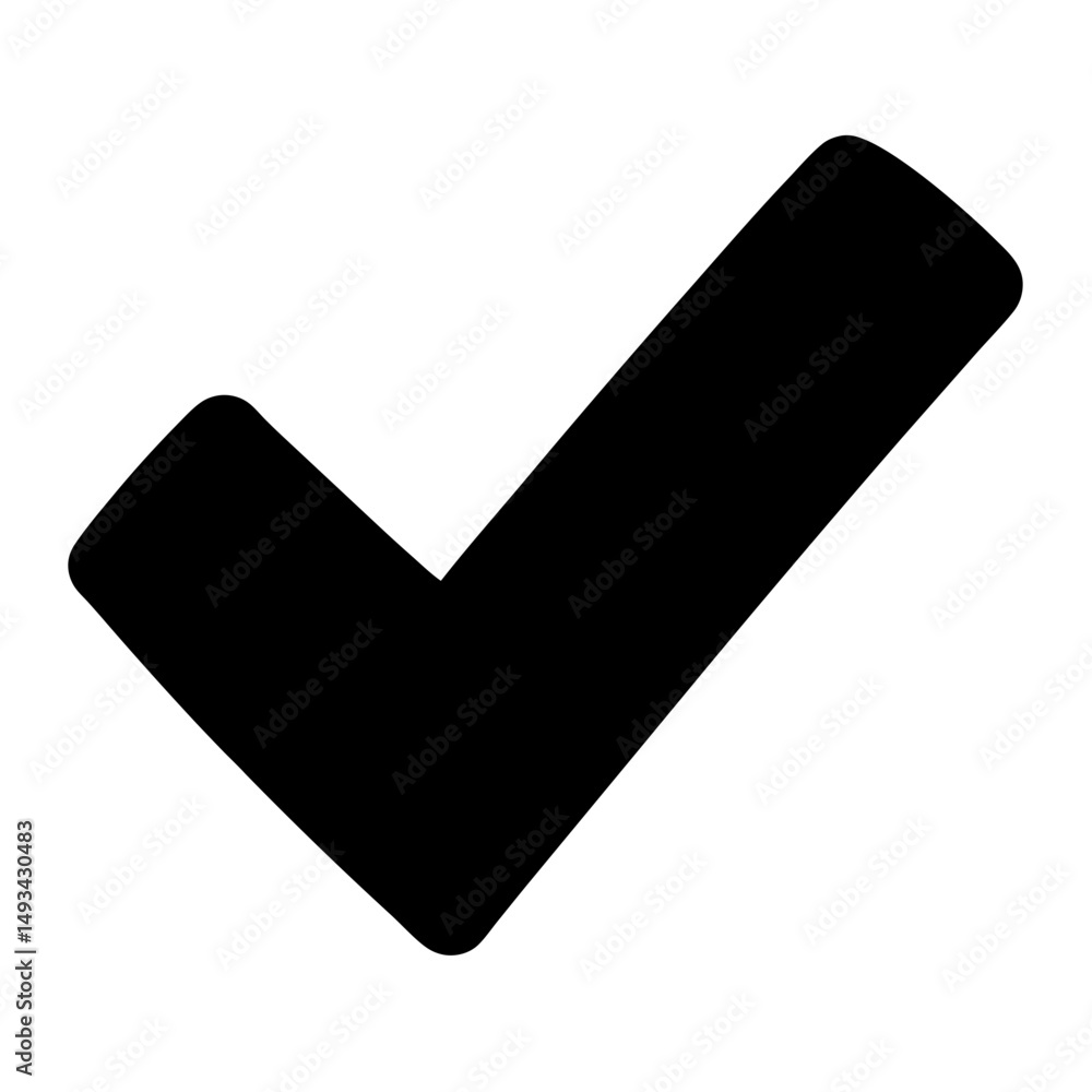 Aufkleber a black and white vector image of a simple check mark symbol